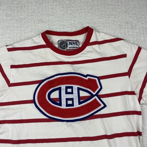 Vintage ILANCO NHL Montreal Canadiens Retro Stripped T-shirt Men’s Sz Medium *** - Picture 2 of 16